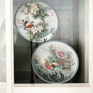 VTG Imperial Jingdezhen Porcelain Plates, Blessings Chinese Garden, Vol. 2 and 3